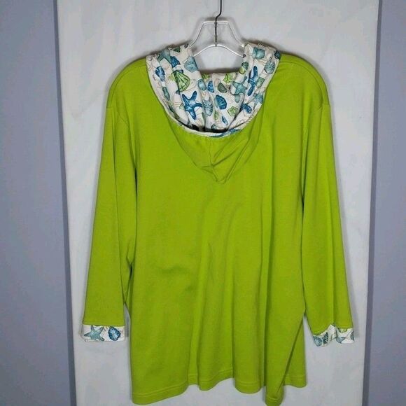 Women’s Hoodie Sz 3X Vibrant Green Full Zip Jacket Sea Shell Nautical Coastal - Picture 8 of 10